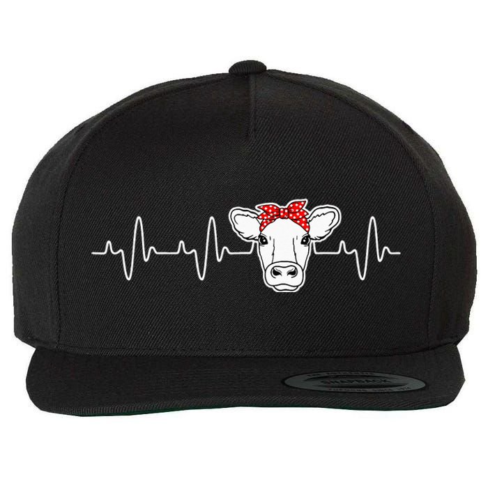 Cattle Cow Heart Valve EKG Heartbeat Cute Cow Lover funny Wool Snapback Cap