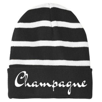 Champagne Striped Beanie with Solid Band