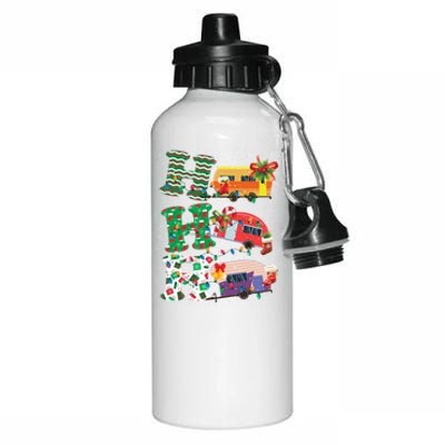 Christmas Campers Ho Ho Ho Funny Camping Lovers Cool Gift Aluminum Water Bottle 