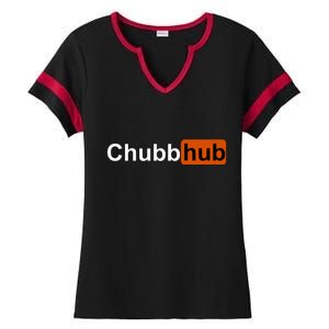 Chubbhub, Chubb Hub Funny Ladies Halftime Notch Neck Tee