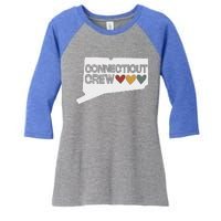 Connecticut Crew Hearts Women's Tri-Blend 3/4-Sleeve Raglan Shirt