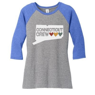 Connecticut Crew Hearts Women's Tri-Blend 3/4-Sleeve Raglan Shirt