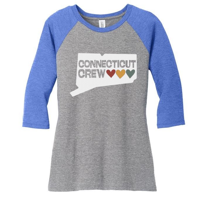 Connecticut Crew Hearts Women's Tri-Blend 3/4-Sleeve Raglan Shirt