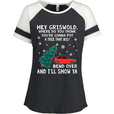 Christmas Cars Hey Griswold Where Do You Think You're Gonna Put A Tree That Big Enza Ladies Jersey Colorblock Tee