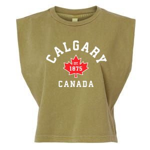 Calgary Canada Hoodie Canadian Flag Maple Leaf Garment-Dyed Women's Muscle Tee