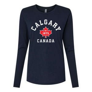 Calgary Canada Hoodie Canadian Flag Maple Leaf Womens Cotton Relaxed Long Sleeve T-Shirt