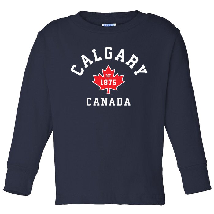 Calgary Canada Hoodie Canadian Flag Maple Leaf Toddler Long Sleeve Shirt