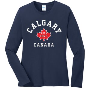 Calgary Canada Hoodie Canadian Flag Maple Leaf Ladies Long Sleeve Shirt