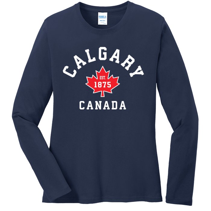 Calgary Canada Hoodie Canadian Flag Maple Leaf Ladies Long Sleeve Shirt