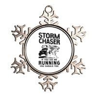 CStorm Chaser Hurricane Meteorology Tornado Storm Chaser If Metallic Star Ornament