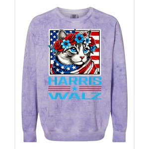 Cute Cat Harris Waltz 2024 Colorblast Crewneck Sweatshirt