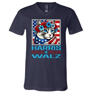 Cute Cat Harris Waltz 2024 V-Neck T-Shirt