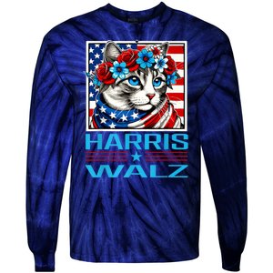 Cute Cat Harris Waltz 2024 Tie-Dye Long Sleeve Shirt