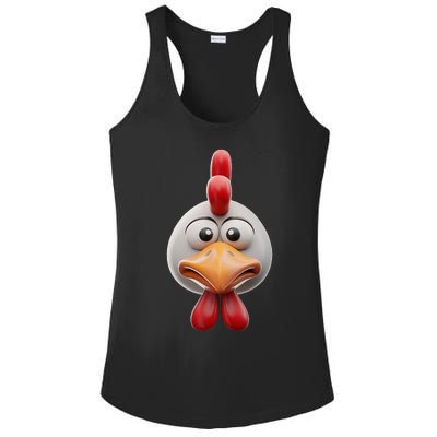 Chicken Chicken Hen Face Costume Ladies PosiCharge Competitor Racerback Tank