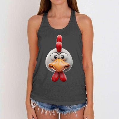 Chicken Chicken Hen Face Costume Women's Knotted Racerback Tank