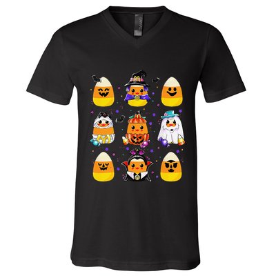 Candy Corn Halloween Costume Characters Candy Corn Crew Gift V-Neck T-Shirt