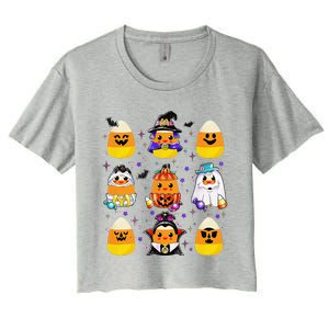 Candy Corn Halloween Costume Characters Candy Corn Crew Gift Women's Crop Top Tee