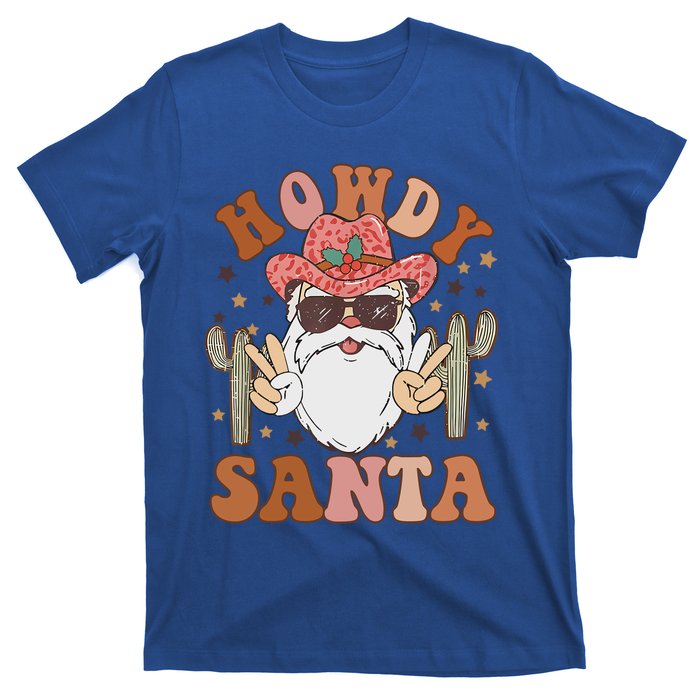 Christmas Cow Howdy Santa Western Vintage Cow Retro Gift T-Shirt