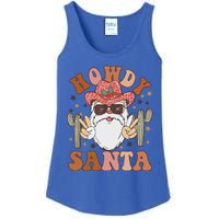 Christmas Cow Howdy Santa Western Vintage Cow Retro Gift Ladies Essential Tank