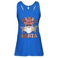 Christmas Cow Howdy Santa Western Vintage Cow Retro Gift Ladies Essential Flowy Tank