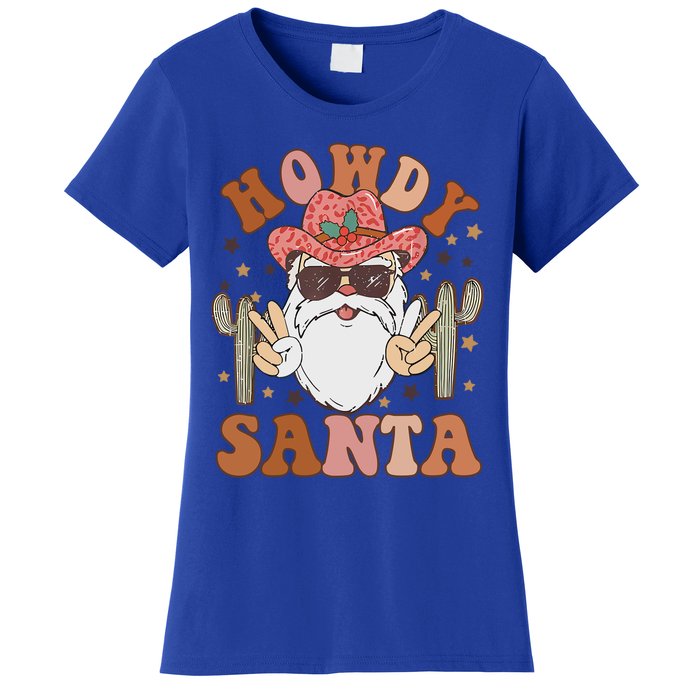 Christmas Cow Howdy Santa Western Vintage Cow Retro Gift Women's T-Shirt