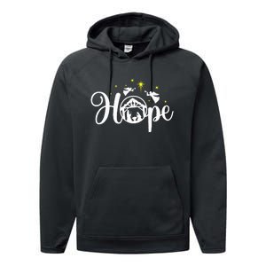 Christian Christmas Hope Jesus Nativity Scene Faith  Performance Fleece Hoodie