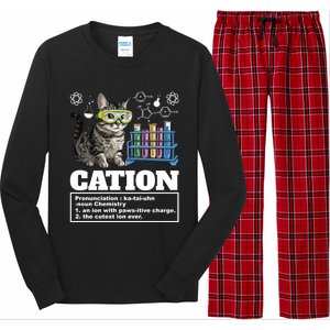 Cation Chemistry Humor Science Teacher Cat Pun Cat Lover Gift Long Sleeve Pajama Set