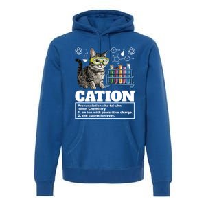 Cation Chemistry Humor Science Teacher Cat Pun Cat Lover Gift Premium Hoodie