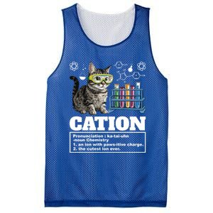 Cation Chemistry Humor Science Teacher Cat Pun Cat Lover Gift Mesh Reversible Basketball Jersey Tank