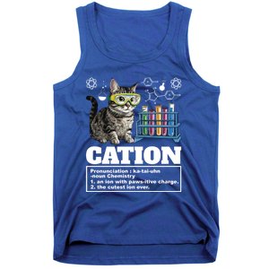 Cation Chemistry Humor Science Teacher Cat Pun Cat Lover Gift Tank Top