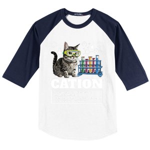 Cation Chemistry Humor Science Teacher Cat Pun Cat Lover Gift Baseball Sleeve Shirt