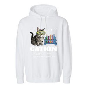 Cation Chemistry Humor Science Teacher Cat Pun Cat Lover Gift Garment-Dyed Fleece Hoodie