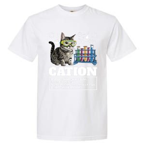 Cation Chemistry Humor Science Teacher Cat Pun Cat Lover Gift Garment-Dyed Heavyweight T-Shirt