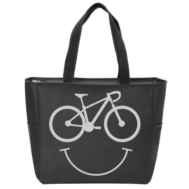 Cute Cycling Happy Face Gift Zip Tote Bag