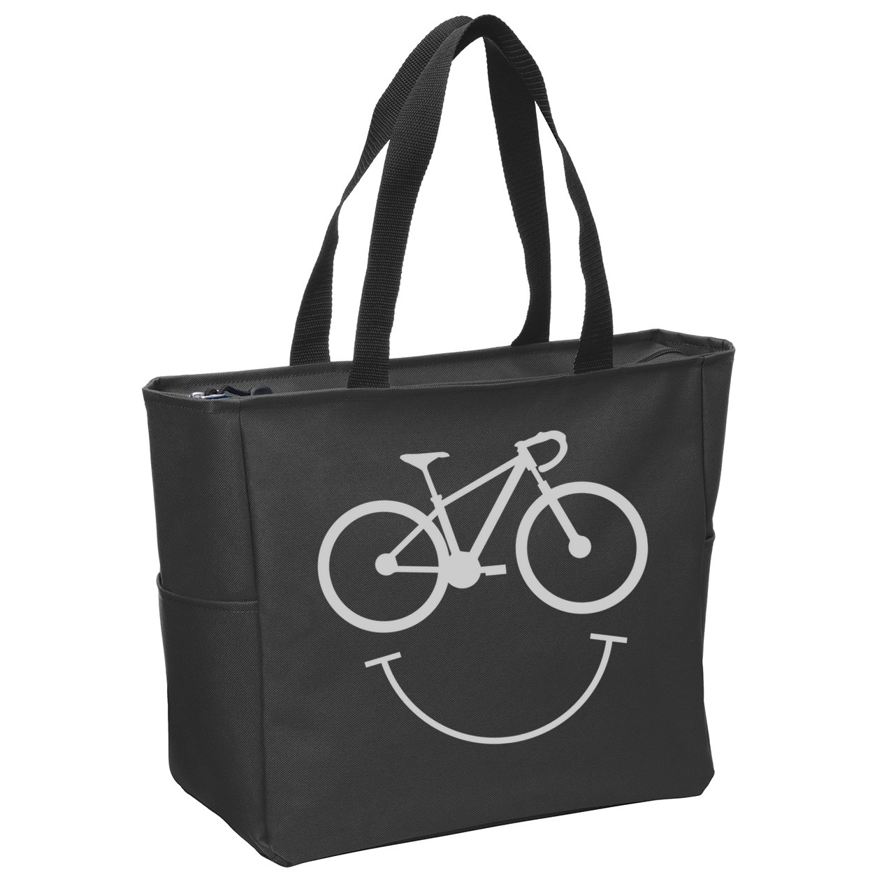 Cute Cycling Happy Face Gift Zip Tote Bag