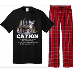 Cation Chemistry Humor Science Teacher Cat Pun Funny Gift Pajama Set