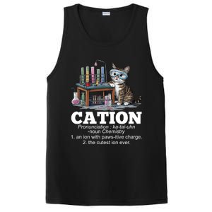 Cation Chemistry Humor Science Teacher Cat Pun Funny Gift PosiCharge Competitor Tank