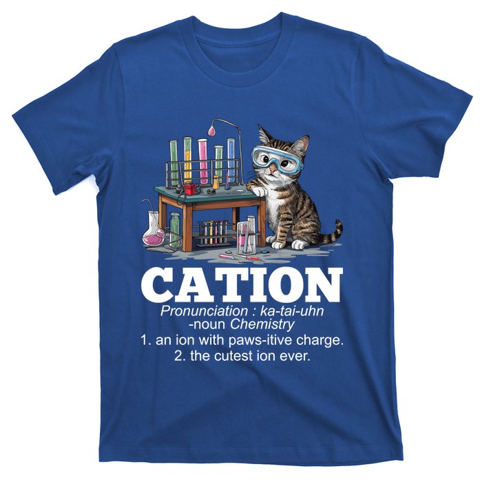 Cation Chemistry Humor Science Teacher Cat Pun Funny Gift T-Shirt