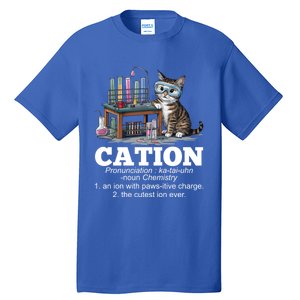 Cation Chemistry Humor Science Teacher Cat Pun Funny Gift Tall T-Shirt