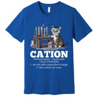 Cation Chemistry Humor Science Teacher Cat Pun Funny Gift Premium T-Shirt