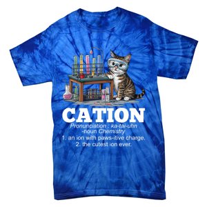 Cation Chemistry Humor Science Teacher Cat Pun Funny Gift Tie-Dye T-Shirt