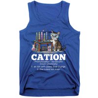 Cation Chemistry Humor Science Teacher Cat Pun Funny Gift Tank Top