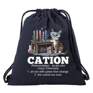 Cation Chemistry Humor Science Teacher Cat Pun Funny Gift Drawstring Bag