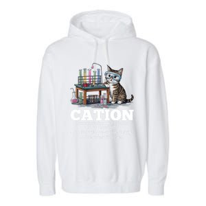 Cation Chemistry Humor Science Teacher Cat Pun Funny Gift Garment-Dyed Fleece Hoodie