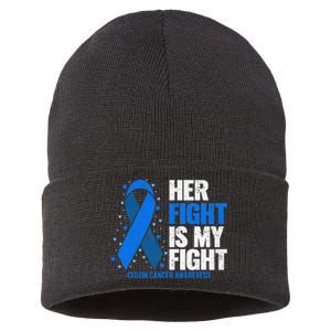 Colon Cancer Her Fight is my Fight Colon Cancer Awareness Sustainable Knit Beanie