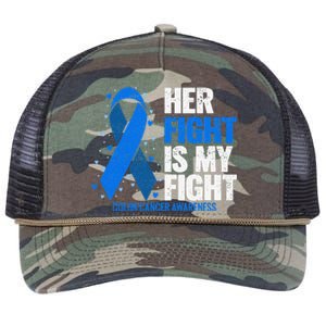 Colon Cancer Her Fight is my Fight Colon Cancer Awareness Retro Rope Trucker Hat Cap