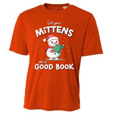 Cute Christmas Holiday Snow Mittens On A Good Book Gift Cooling Performance Crew T-Shirt