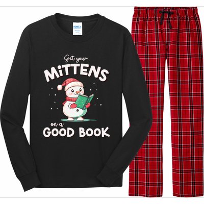 Cute Christmas Holiday Snow Mittens On A Good Book Gift Long Sleeve Pajama Set