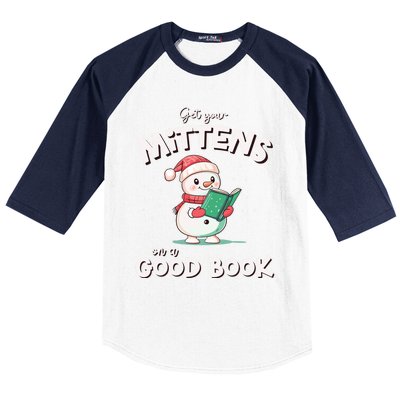 Cute Christmas Holiday Snow Mittens On A Good Book Gift Baseball Sleeve Shirt