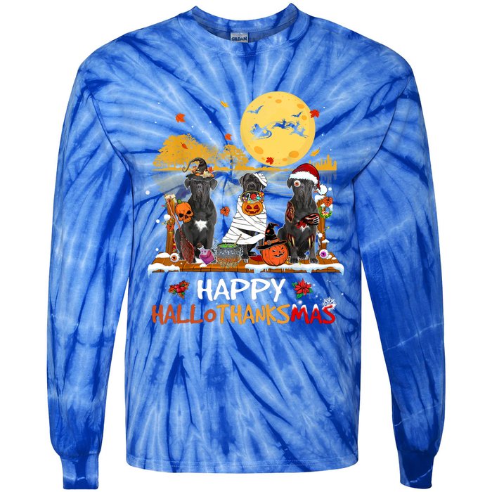 Cane Corso Happy Hallothanksmas Halloween Thanksgiving Xmas Funny Gift Tie-Dye Long Sleeve Shirt